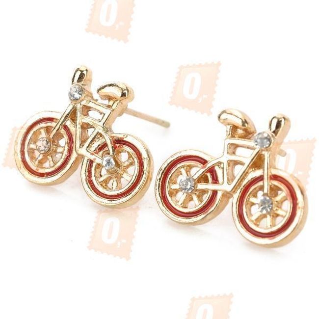 Kolczyki damskie w kształcie roweru  - zestaw 3pary 1