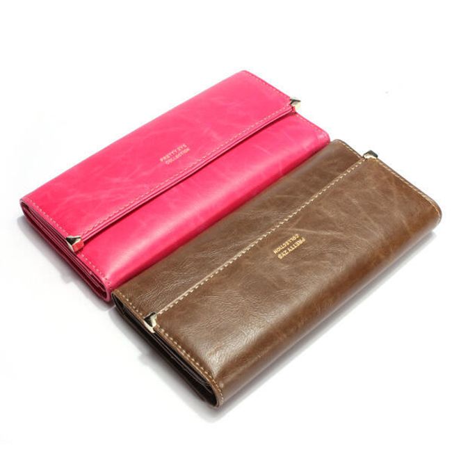 Dámská peněženka v jednoduchém designu v kávové a růžové barvě 1