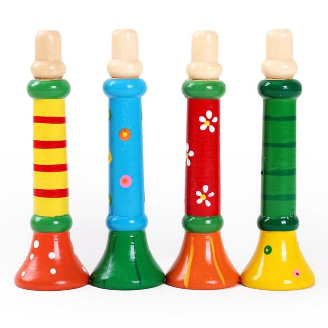 Jucării pentru instrumente muzicale din lemn pentru bebeluși Difuzor mic Fluier vertical din lemn Difuzoare mici jucărie trompetă Copii Copii SS_32859898558 1