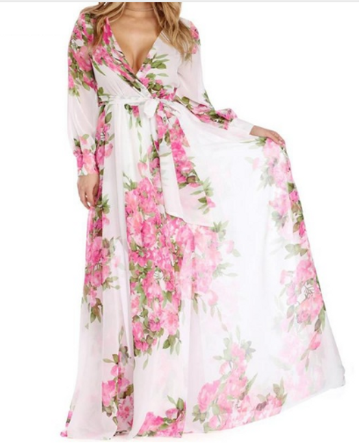 Дамска макси рокля с цветя 1