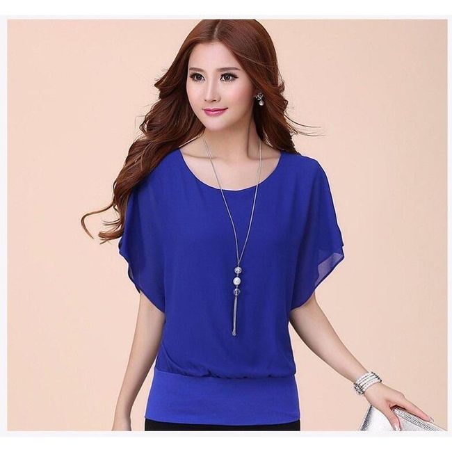 Дамска блуза с волани Синя - размер 8, Размери XS - XXL: ZO_222228-4XL 1