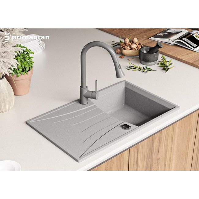 Kuchyňský dřez šedý 77 x 47 cm + baterie ZO_BE1700684 1
