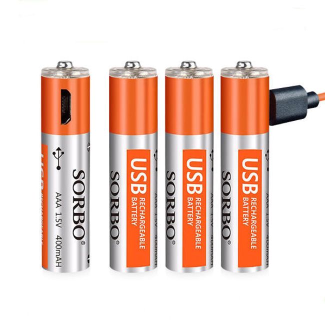 USB акумулаторни AAA батерии и USB кабел за зареждане 1