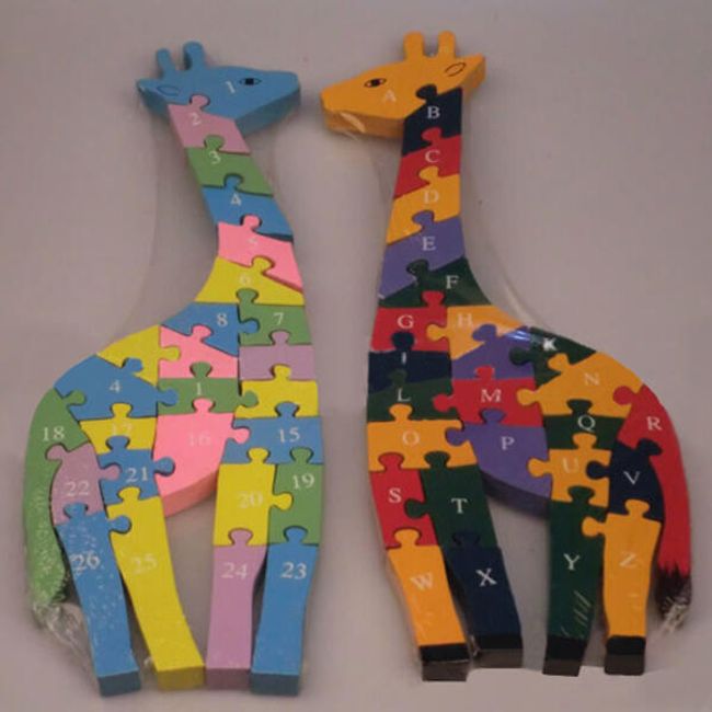 Dětské dřevěné puzzle ve tvaru žirafy 1