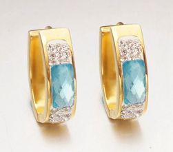 Ženske naušnice prstenje - plavi rhinestones