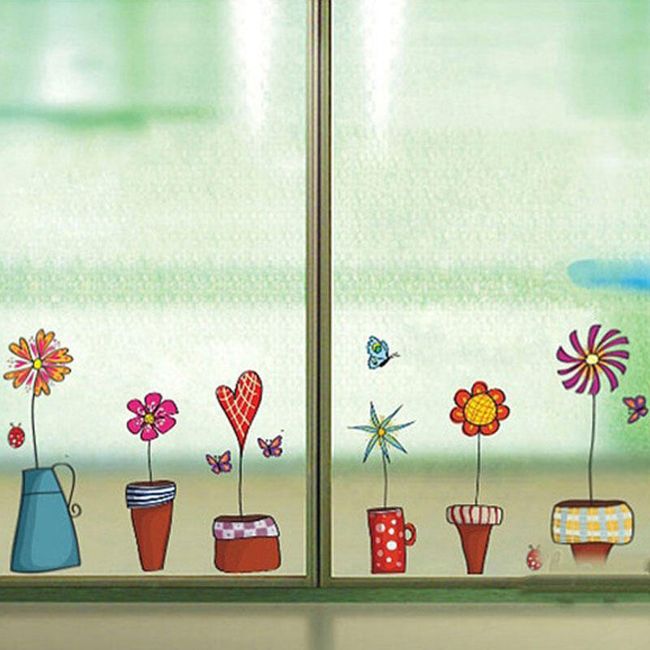 Samolepka na zdi a okna - květiny 1