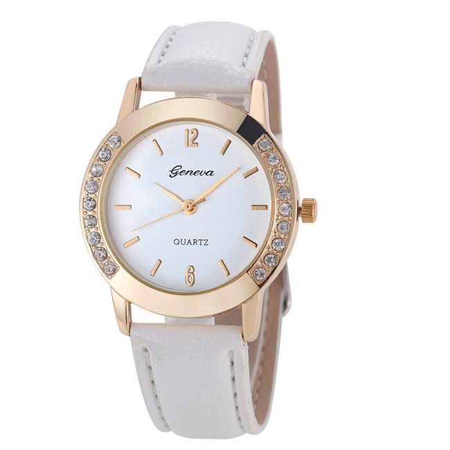 Zegarek damski z subtelnym zdobieniem na krawędziach - biały, Kolor: ZO_223206-BIL 1