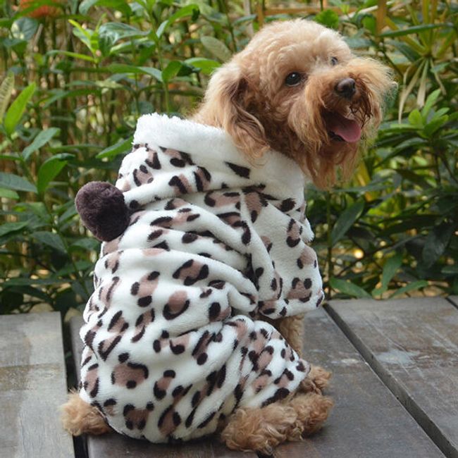 Obleka za pse s kapuco - vzorec leoparda 1