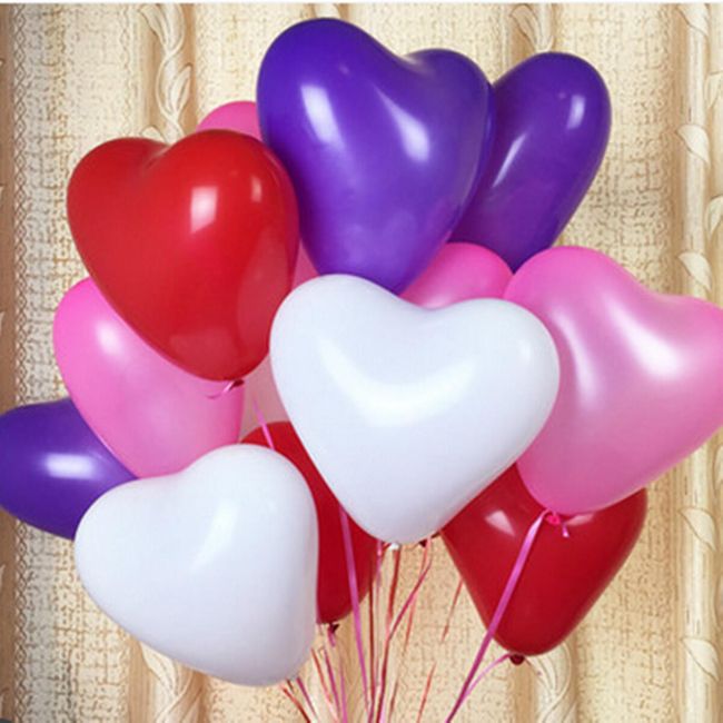 100 броя балони във формата на сърце 1