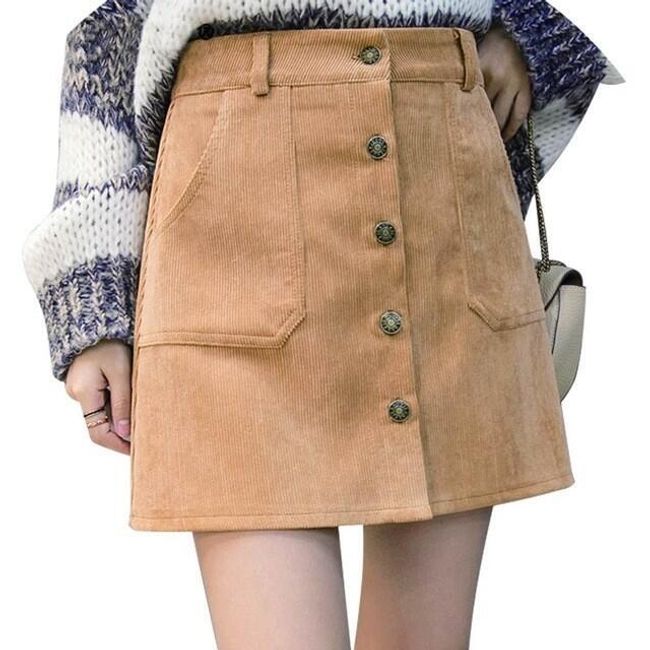 Manšestrová sukně s knoflíčky - 4 barvy 1