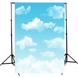 Štúdiové fotografické pozadie 1 x 1,5 m - Modrá obloha s bielymi mrakmi