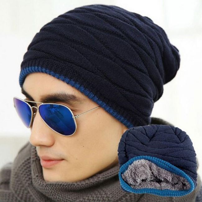 Мъжка плетена зимна шапка - микс от цветове 1