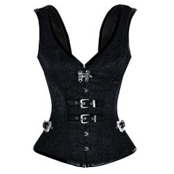 Corset în negru cu catarame