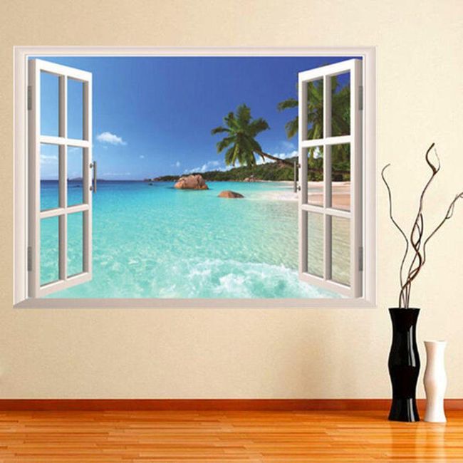 Naklejka ścienna 3D - okno na plażę ZO_ST00038 1