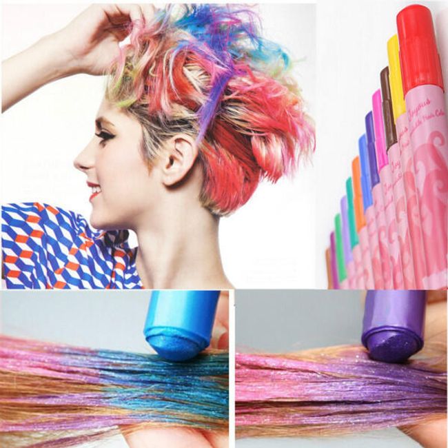 Dočasné barvičky na vlasy - 12 barev 1