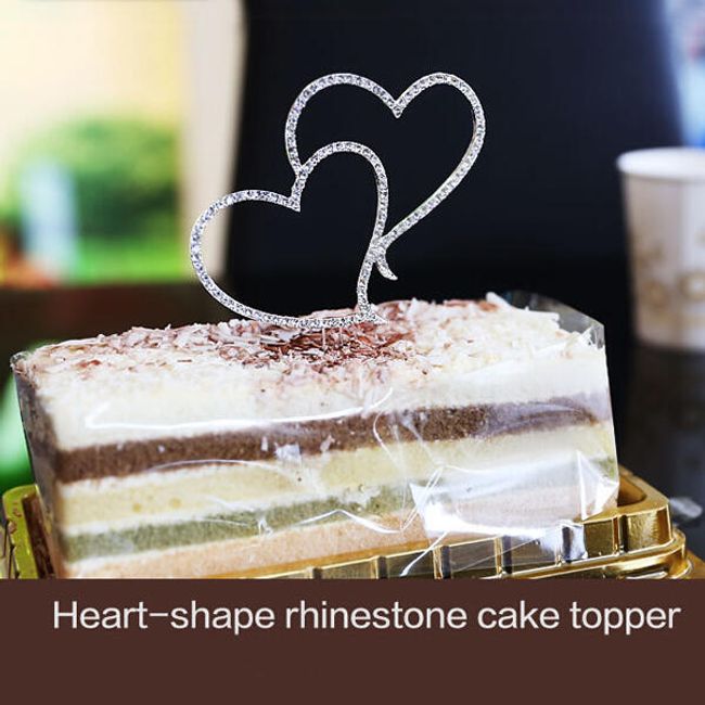 Torta díszítés - kettős szív strasszokkal 1