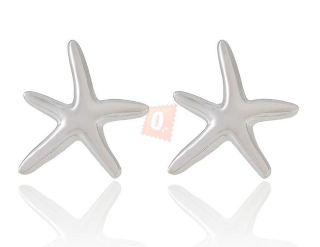 Kovové náušnice tvaru hvězdičky - stříbrná barva 1