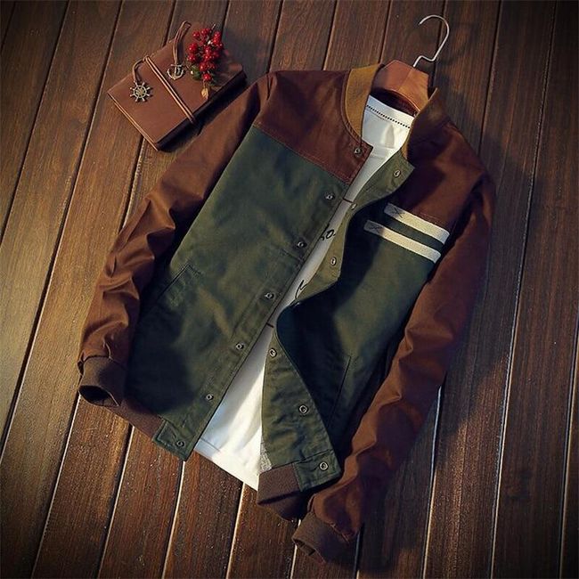 Jachetă pentru bărbați de culoare maro-verde 1
