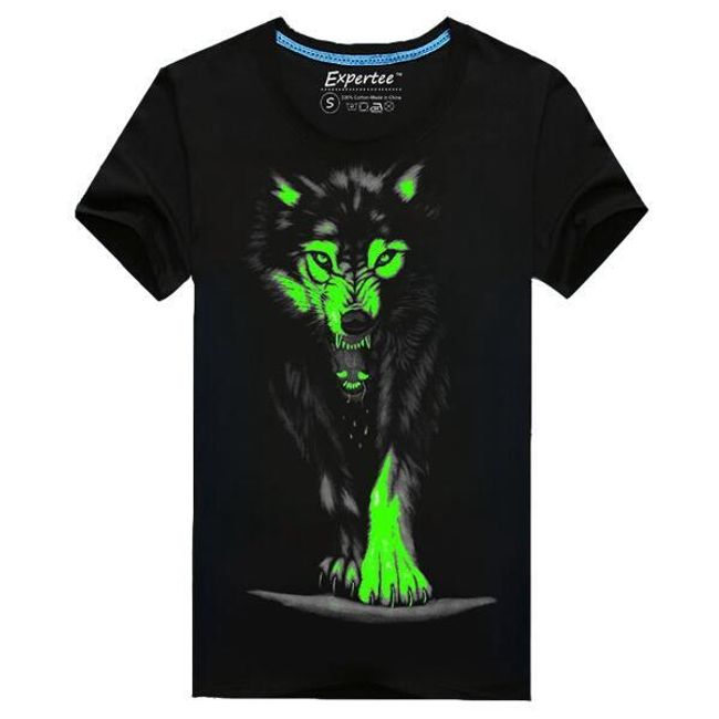 Majica z volkom za moške - sveti v temi 1