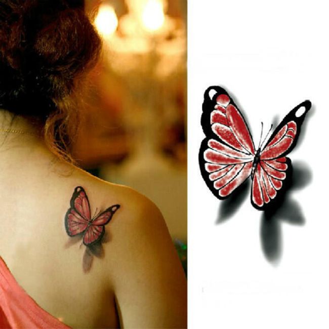 3D tetování s motivem motýlka 1