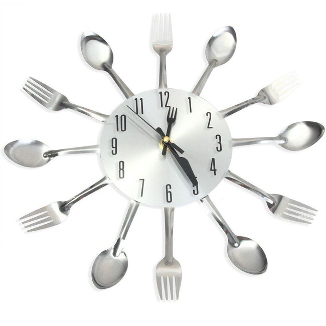 Kuchyňské nástěnné hodiny s vidličkami a lžícemi - 4 barvy 1