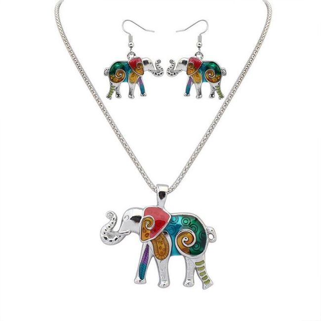 Set šperkov so slonom v zlatej alebo striebornej farbe 1