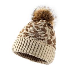  Czapka damska, czapka jesienno-zimowa ciepłe dzianinowe czapki,wzór w cętki ,pompon, dziewczęce solidne SS_1005003038675553