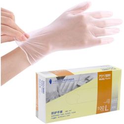 Mănuși din plastic de unică folosință din vinil Mănuși de protecție transparente, mărimea L, 100 buc. ZO_271982