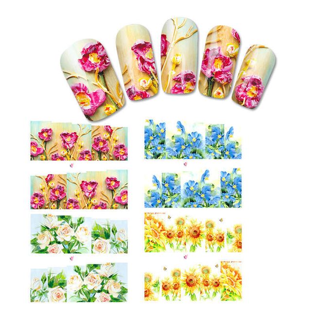 Květinové nálepky na nehty - různé druhy 1
