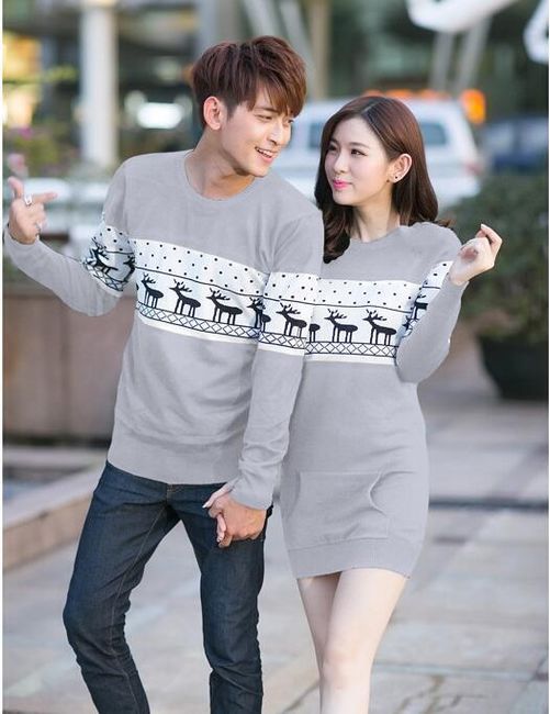 Pleteni džemper sa sobovima - ženska ili muška verzija 1