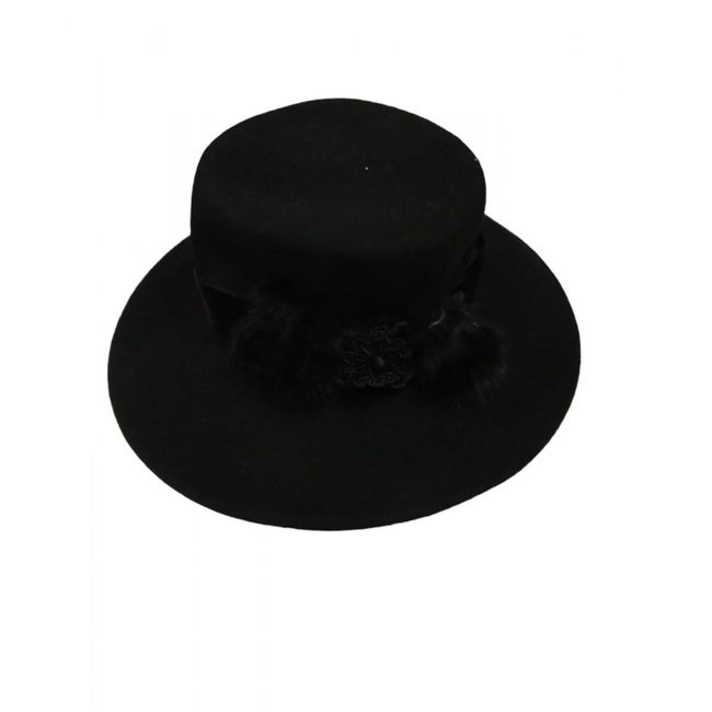 Ženski klobuk - črn z dekoracijo, Varianta: ZO_263817-PIK 1