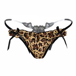 Tanga s leopardím vzorem a mašličkami - 4 barvy