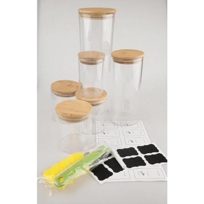 Sklenené poháre s dreveným uzáverom 12ks / vzduchotesné / 6*150ml a 6*250ml, ilustračné foto ZO_211313 1