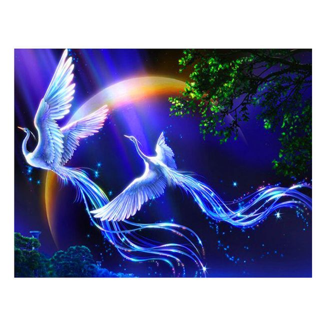 Pasărea Phoenix în noapte - mozaic de mărgele strălucitoare 1
