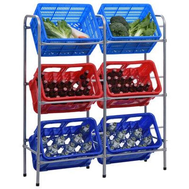 Raft de depozitare pentru 6 lăzi argintiu 96 x 33 x 116 cm oțel ZO_285213-A 1