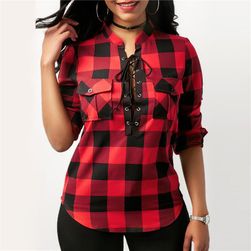 Дамска карирана риза в плюсови размери - 4 цвята