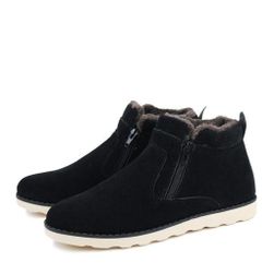 Męskie zamszowe buty na zimę z futerkiem - 3 kolory Czarny - 41, Rozmiary: ZO_234705-40