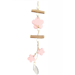 Závěsná dekorace s větvičkami a květy - růžová ZO_275120