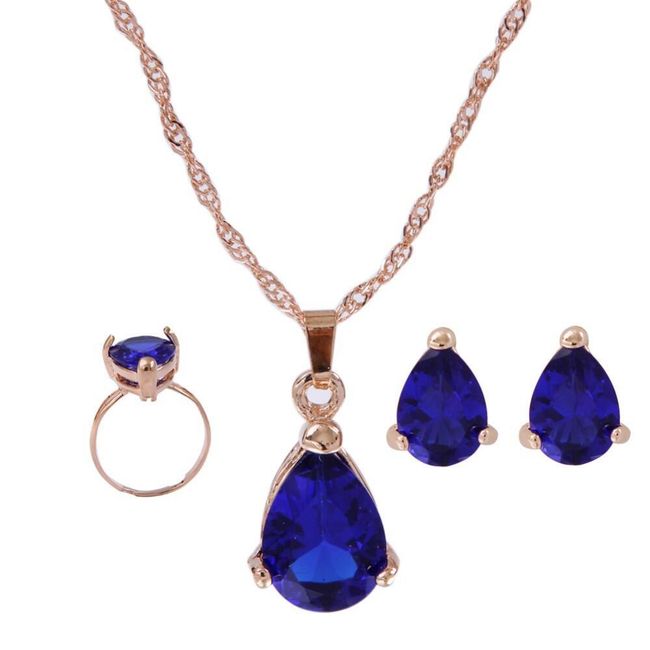 Set de bijuterii cu strasuri albastre 1