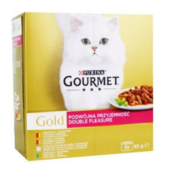 Gourmet Gold konzervirana hrana za mačke v kosih, dušena in na žaru, 8x85g ZO_161680