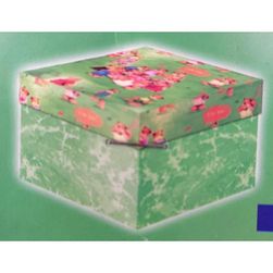 Zielone pudełko upominkowe z misiami 14x14x13,6cm ZO_SAPA69