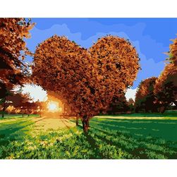 DIY slikanje po številkah - drevo v obliki srca