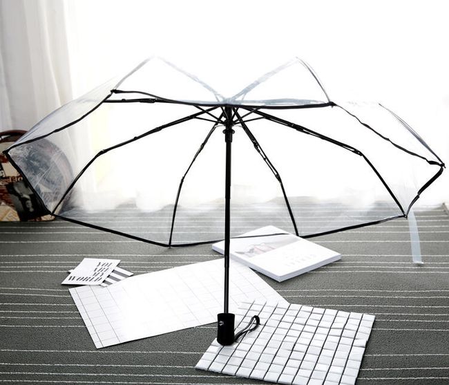 Прозрачен дамски чадър - 4 цвята 1