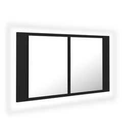 Dulap de baie cu LED cu oglindă negru 80 x 12 x 45 cm acrilic ZO_804965-A