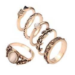 6 darabos szüreti gyűrű készlet