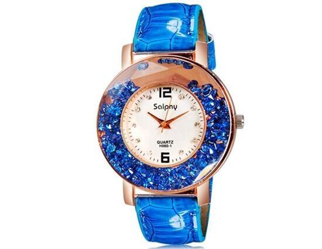 Dámské hodinky se zdobeným ciferníkem - modré - s kazem 1