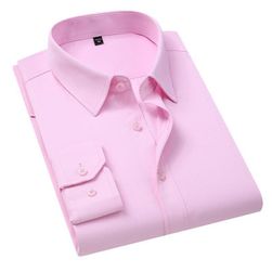 Plus rozmiar 5XL 6XL 7XL męskie jednokolorowe koszule biznesowe moda na co dzień szczupła biała koszula z długim rękawem męska odzież marki  SS_4001283076764-L (53-58kg)-Pink