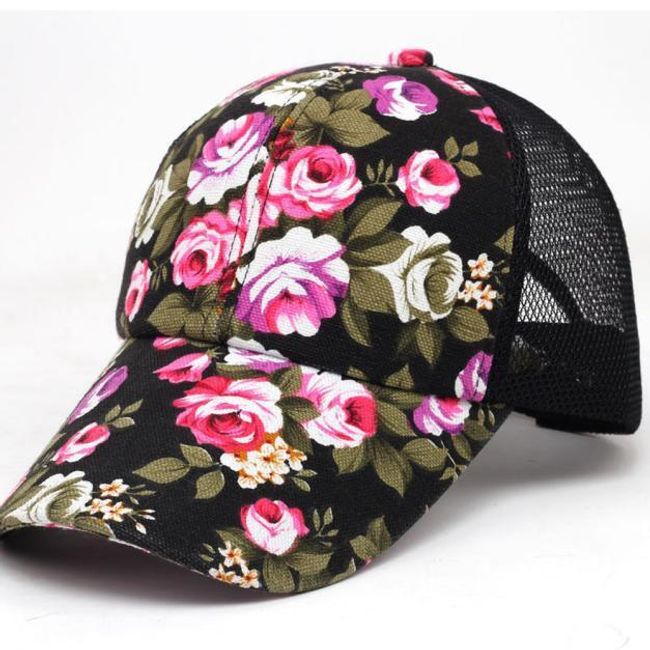 Дамска шапка с флорален десен - 5 цвята 1