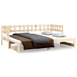 Kihúzható ágy 2x (90 x 190) cm tömör fenyőfa ZO_820776-A