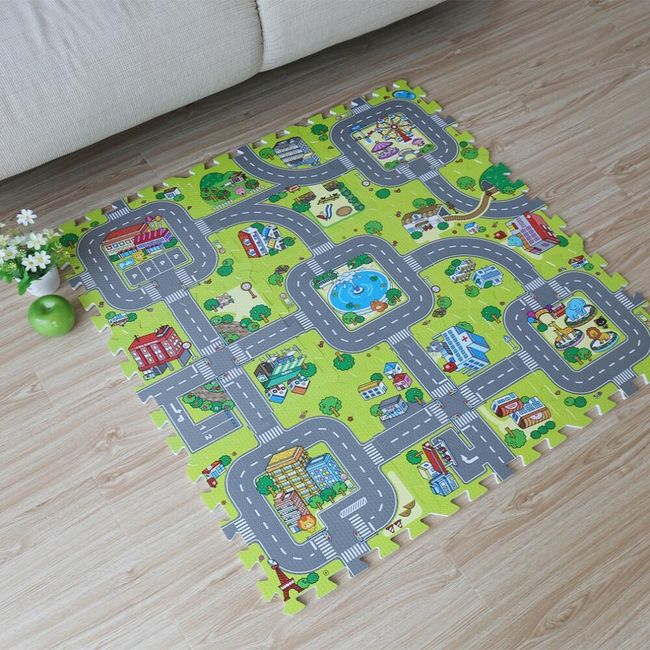 Dětský koberec na hraní s autíčkami - Puzzle 1